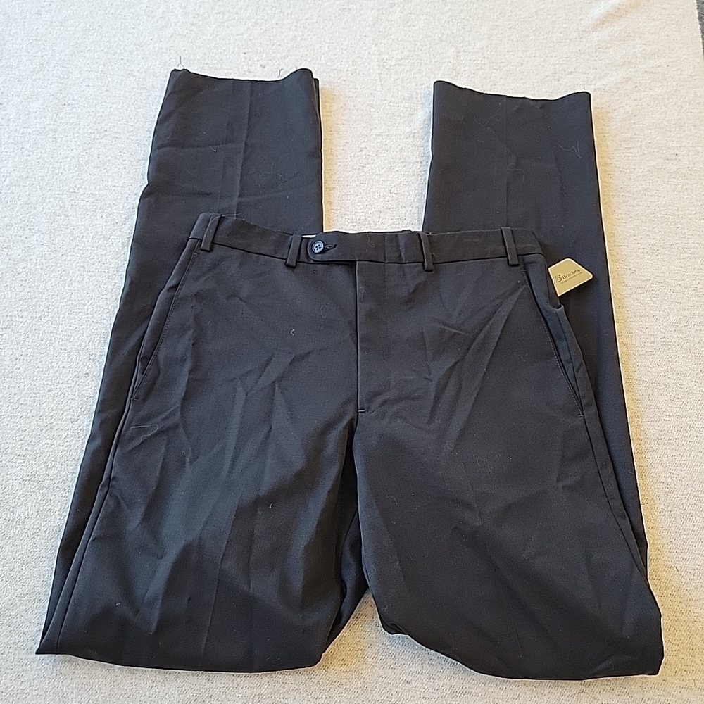 NEW JB Britches Dress Pants Men's 33R Black Wool Pleated Uncuffed‎ Nordstrom